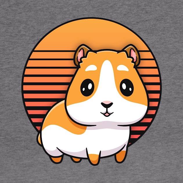 Retro Sunset Guinea Pig Shirts For Kids Men Women Pet Gift by 14thFloorApparel